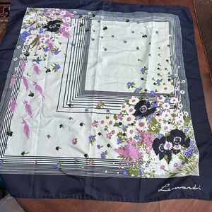 Leonardi Blue Large Floral Square Scarf
